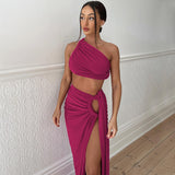 Women Dresses Autumn Sexy Backless Slim Fit Split Skirt Suit