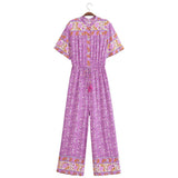Women Pants Spring and Summer Short Sleeve One-Piece Trousers Wide Tube Jumpsuit