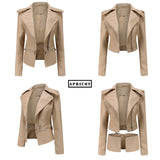 Red Leather Jacket Detachable Spring and Autumn Coat Women's Casual Jacket