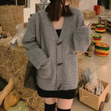 Women Knitted Cardigan Sweater Women's Autumn and Winter V-neck Loose Knitted Cardigan Coat