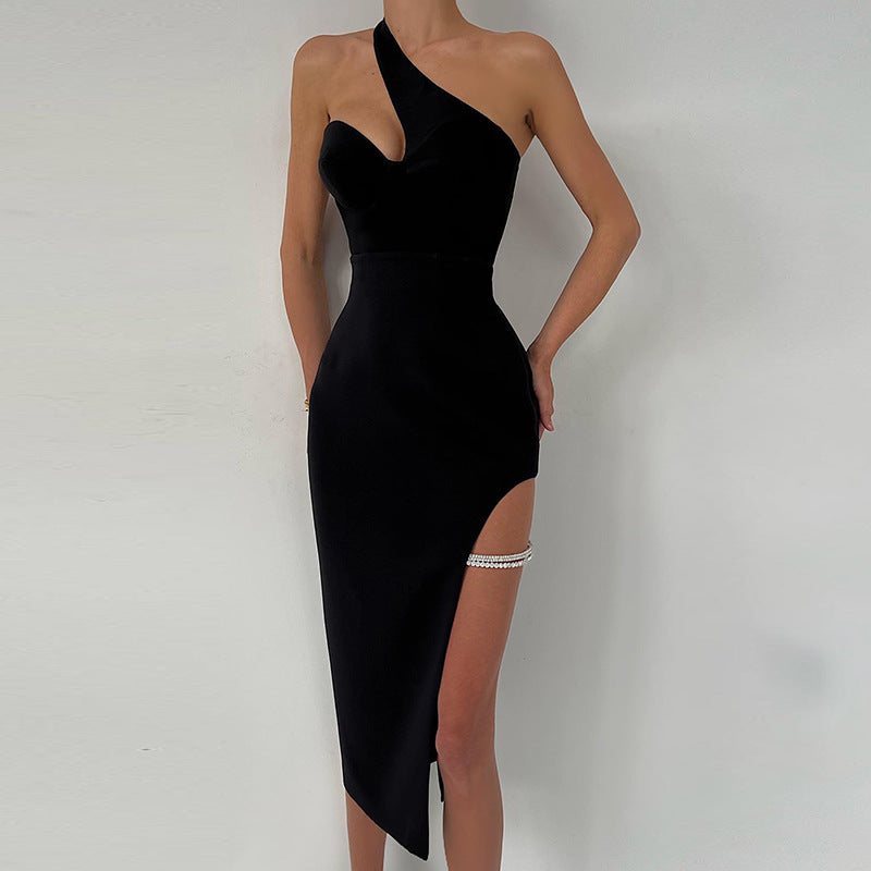 Women Dresses Sexy Slit Dress Spring Slim-Fitting Long Dress