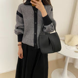 Women Knitted Cardigan Autumn and Winter Stand Collar Loose Cardigan Knitted Coat