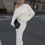 Women Dresses Spring Sexy Loose Long off-the-Shoulder Dress