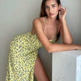 Women Dresses Spring Sexy Floral Slip Dress Backless Dress