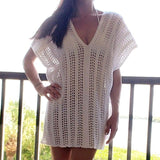 Women Knit Beach Cover Spring Sun Protection Shirt Knitted V-neck Beach Sun Protection Clothing