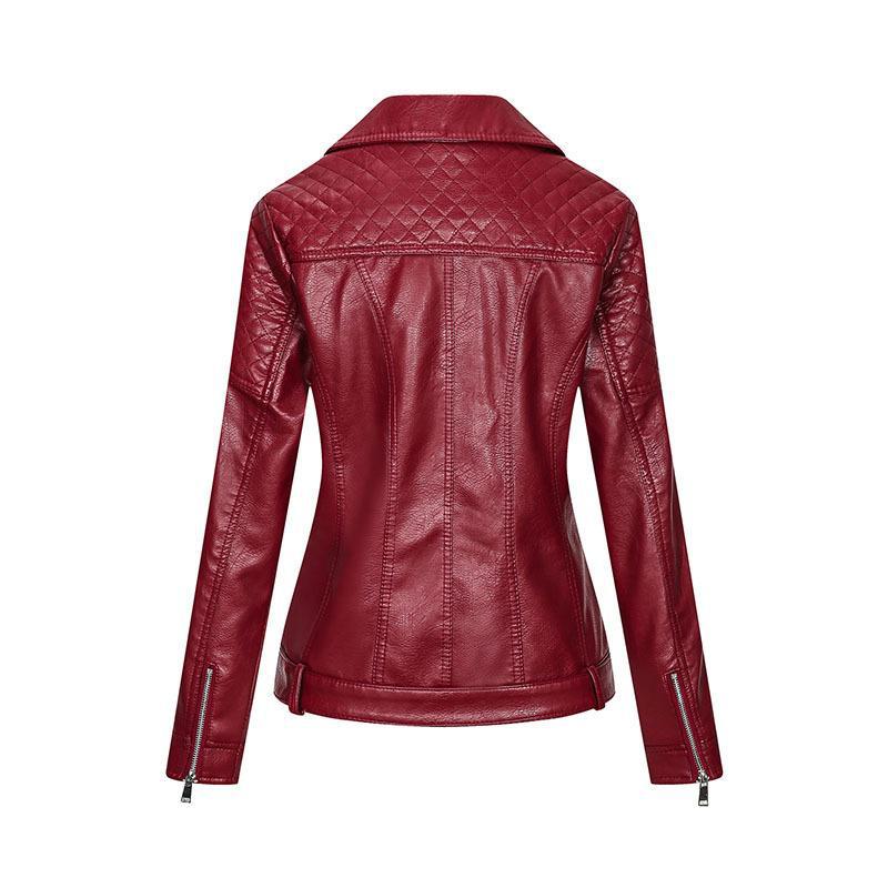 Red Leather Jacket Zipper PU Leather Jacket