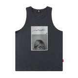 Men Vest Letter Print Vest Hip Hop Oversize Sleeveless T-shirt