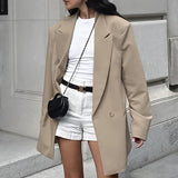 Women Trench Coat Autumn Winter Retro Khaki Blazer