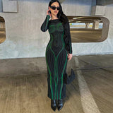 Women Dresses Winter Backless Slim Fit round-Neck Long-Sleeved Dress