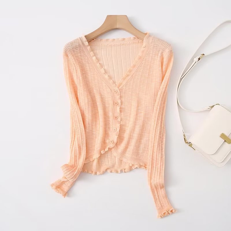 Women Sweater Knitwear Summer V-neck Knitted Sun-Proof Cardigan