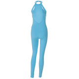 Women Jumpsuit Summer Backless Slim Fit Yoga Sports Jumpsuit (Hawthaw0412)