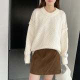 Women Winter Knitted Sweater Loose Sweater Autumn and Winter Loose-Fitting Long Sleeve Sweater 6t3602