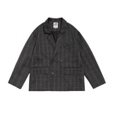 Unisex Jacket Autumn Plaid Double Breasted Suit