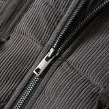 Unisex Winter Cotton Coat Stand-up Collar down Jacket Vintage Pocket Decorative down Jacket