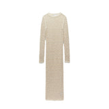 Women Knit Beach Cover Winter Knitting Midi Dress Knitted Hollow out Long Sleeve Dress