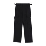 Men Sweatpants Cargo Straight-Leg Trousers Men's Zipper Pocket Loose Wide Leg Pants