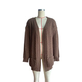 Women Knitted Sweater Autumn Long Sleeve Solid Color Sweater Coat
