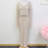Women Dresses V-neck Strap Long Sleeve Short Outer Coat Suit