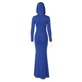 Women Dresses Fall Slim Fit Hooded Long Sleeve Dress