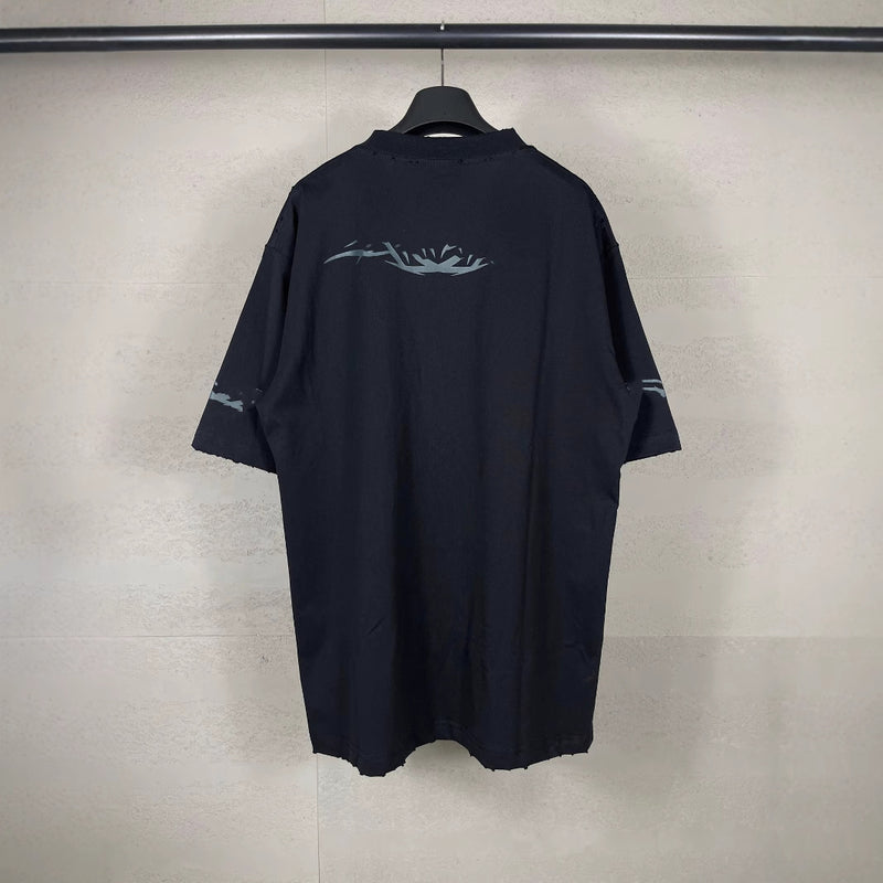 Men T-shirts love print graffiti do old short sleeve T-shirt loose