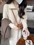 Women Knitwear Fall and Winter Lapels Zipper Sweater Loose Sweater