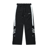 Men Sweatpants Side Color Matching Drawstring Casual Pants Men Elastic Waist Ankle Banded Pants Loose-Fitting Wide-Leg Trousers