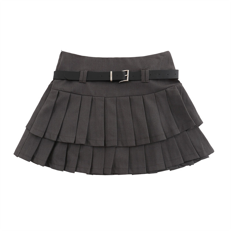 Women Skirt Double Layer Suit Pleated Skirt Skirt