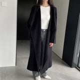 Women Cardigan Sweater Crew Neck Thick Sweater Fall and Winter Lapels Loose-Fitting Long Sleeve Sweater A3386