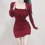 Women Dresses Hip Skirt Suspender Skirt Cardigan Coat Sexy