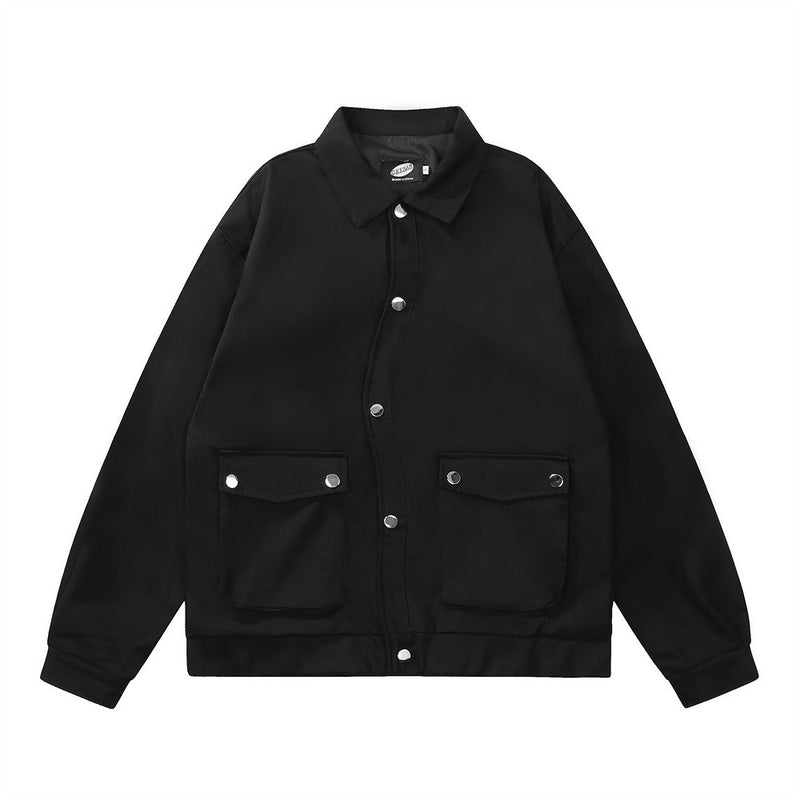 Men Jacket Coat Bomber Jacket Men's Loose Spring and Autumn Long Sleeve Baggy Coat