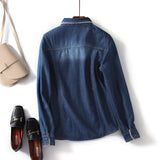 Women Jacket Fall and Winter Lapels Loose Long Sleeve Denim Shirt