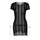 Women Dresses Winter Sexy Cutout Solid Color round Neck Slim Fit Dress
