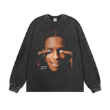 Asap Rocky Hoodie ASAP ROCKY Printed Short Sleeve T-Shirt Men's Long Sleeve