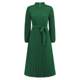 Women Date Dress Ol Slim Fit Long Dress Autumn and Winter Stand Collar Dress