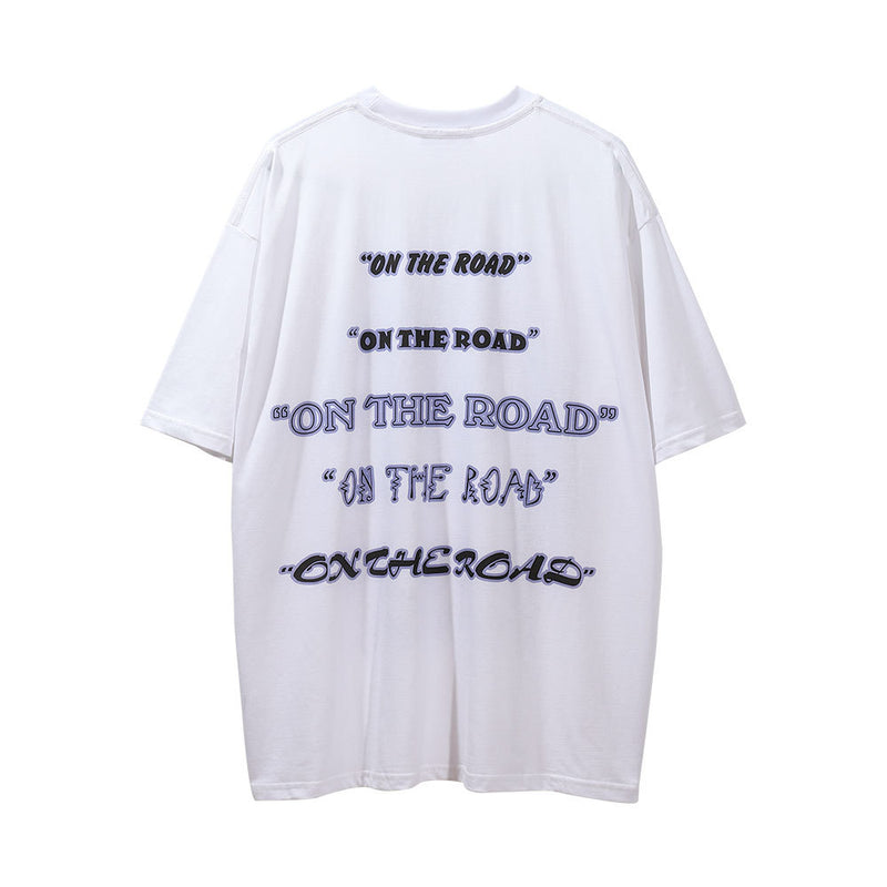 Men Vintage T-Shirt Character Printed Short Sleeve T-shirt