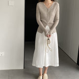 Women Cardigan Sweater Fall Slim Fit Zipper Knitted Cardigan Long Sleeve Sweater 8t8307