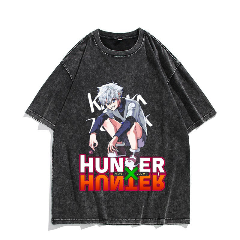 Full-time hunter anime T-shirt short sleeve summer wash do old loose
