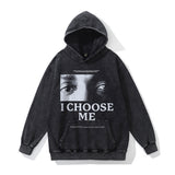 Men Hoodie Retro Hip Hop Autumn and Winter Rap Rapper Head Print Loose Hooded Sweater