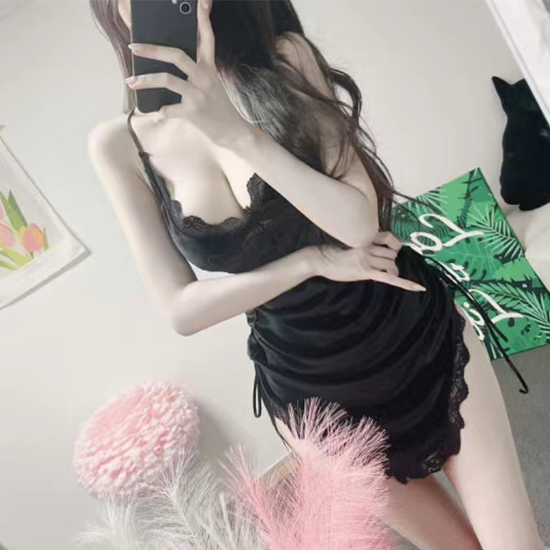 Women Dresses V-neck Brace Lace Skirt Skirt