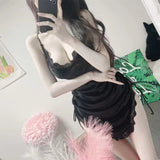 Women Dresses V-neck Brace Lace Skirt Skirt
