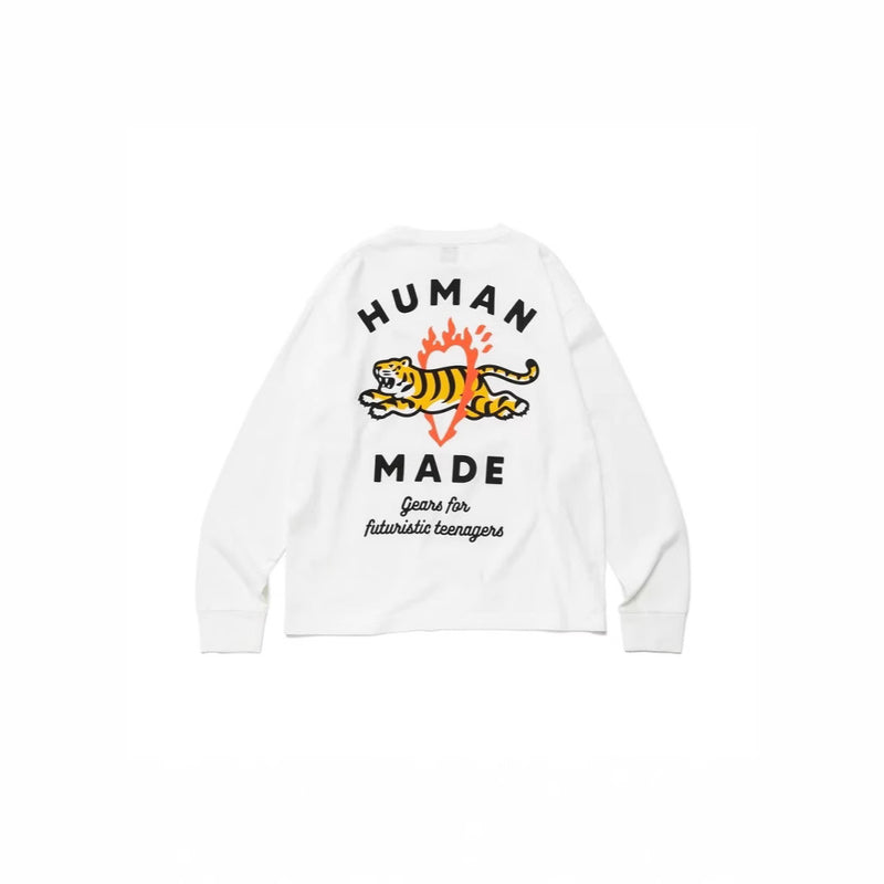 Men T-shirts Retro human tiger pattern long sleeve T-shirt