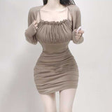 Women Dresses Hip Skirt Suspender Skirt Cardigan Coat Sexy
