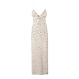 Women Dresses Summer V-neck Lace Floral Strap Dress Backless Sexy Dress (Xds0414)