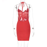 Women Dresses Spring Bow Backless Short Dress (Bla0420)