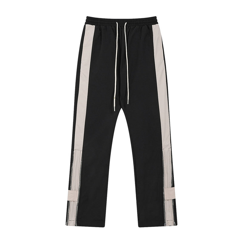 Men Sweatpants Side Zipper Straight-Leg Trousers Men's Sports Casual Pants