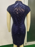 Women Evening Gown Sexy Retro Sequins Dress