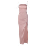 Women Dresses Spring and Summer Sexy Split Backless Sling Dress