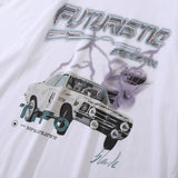 Men Vintage T-Shirt Car Printed Short Sleeve T-shirt Loose round Neck