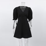 Women Dress Dress Women's Autumn Simplicity Loose Puff Sleeves A- line Skirt