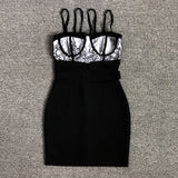 Women Evening Dress Sexy Strap Lace Dress Bandage Dress